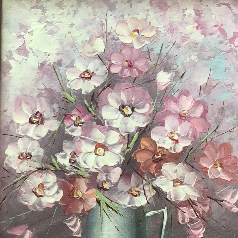 Vintage Original Art floral painting - Picture 5 of 5